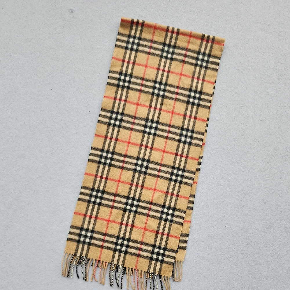 Burberry Beige and Black Plaid Scarf